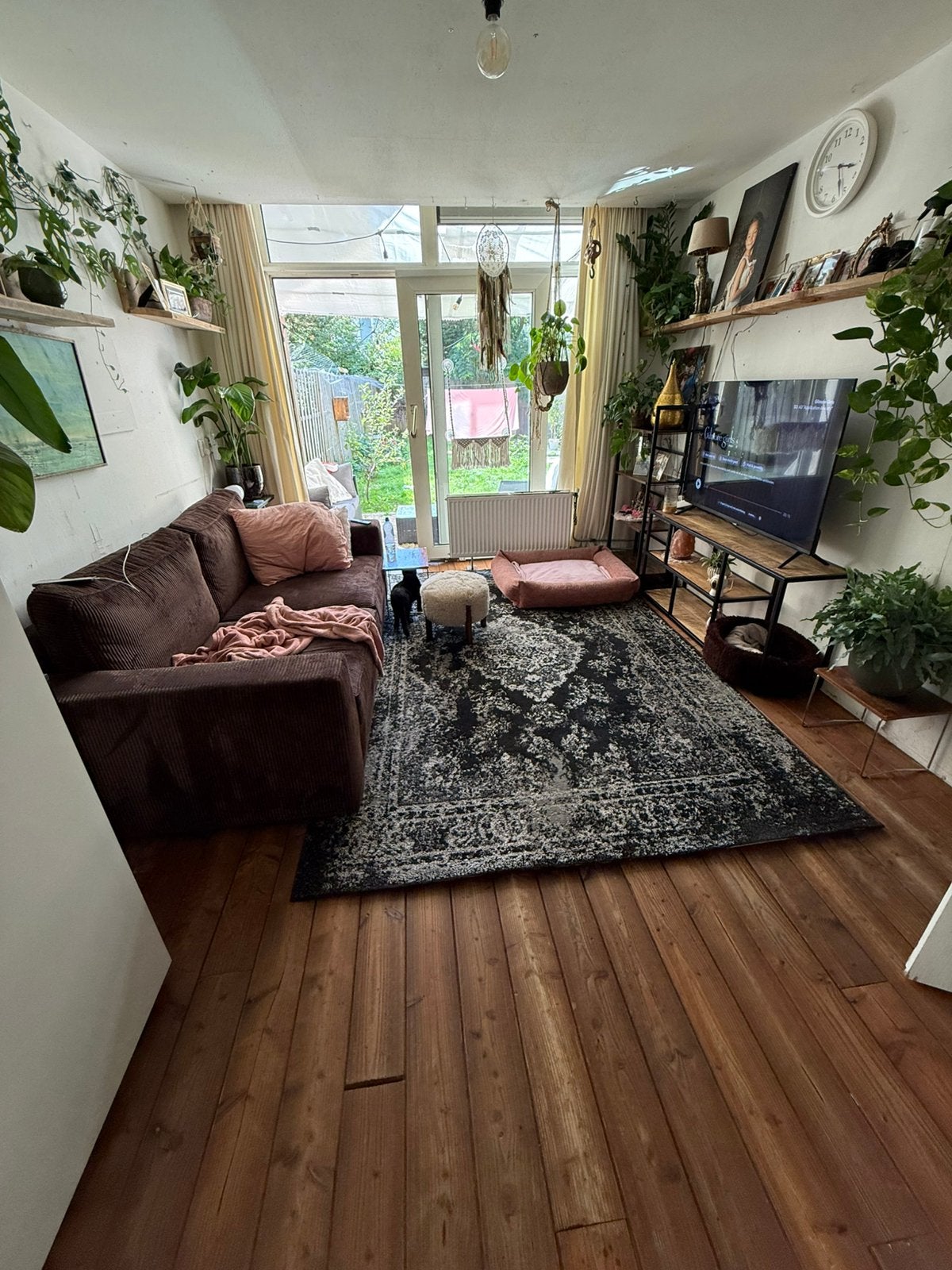 Groot vloerkleed Sevilla zwart/grijs 200 x 290 cm, Huis en Inrichting, Ophalen, Gebruikt, Zwart, 200 cm of meer
