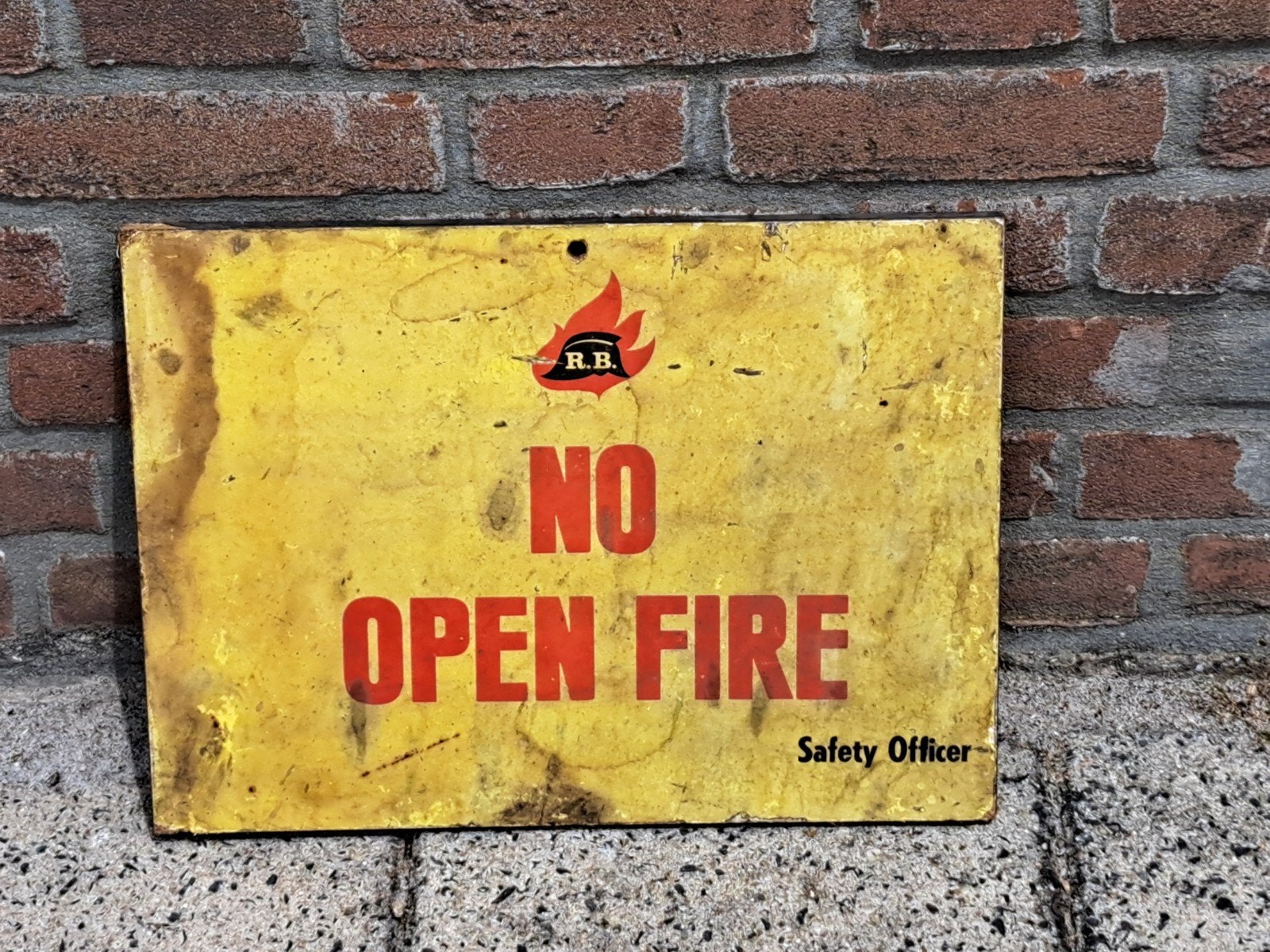 Waarschuwingsbord open vuur., Verzamelen, Ophalen of Verzenden, Reclamebord