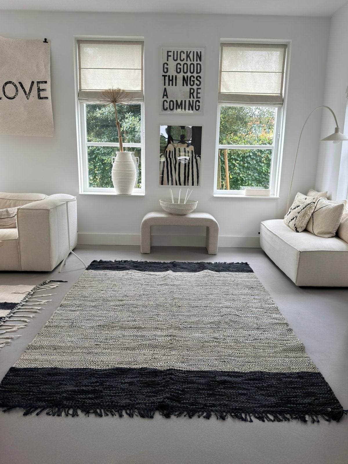 Vloerkleed leer van Loods 5 | 230 x 165, Ophalen, Zwart, 200 cm of meer, Zo goed als nieuw