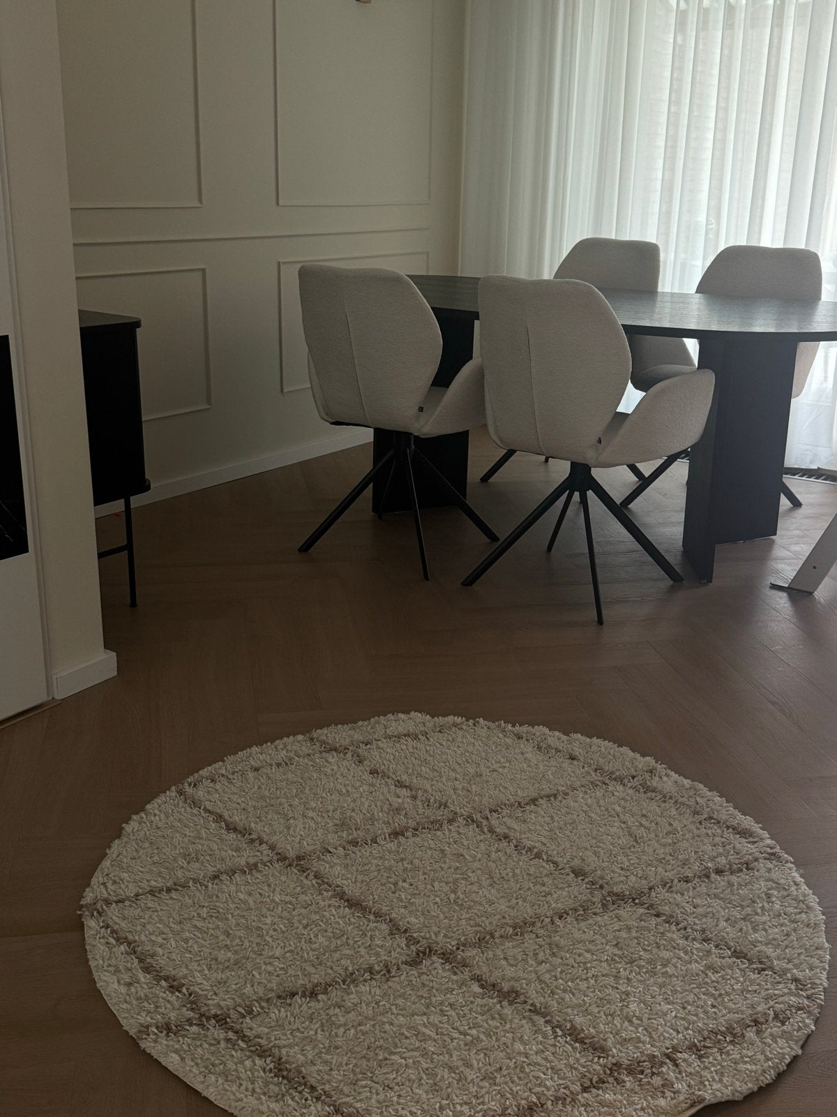 Volero rond vloerkleed - Agadir Lines Crème/Beige, Huis en Inrichting, Stoffering | Tapijten en Kleden, Ophalen, Gebruikt, 100 tot 150 cm