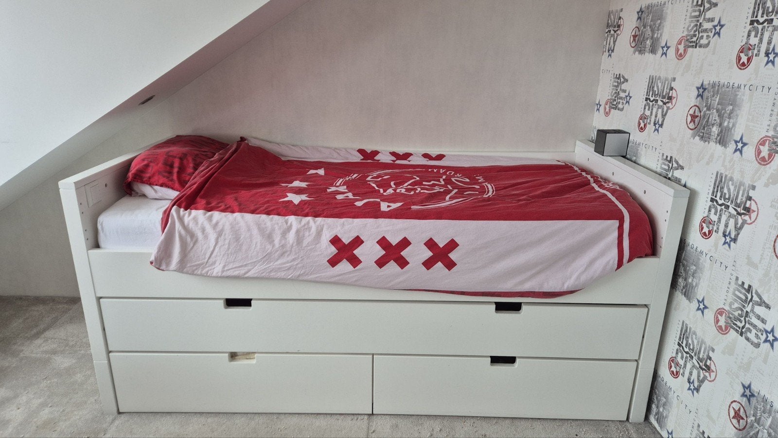 Super sterk Bopita 1 persoons bed met lades, Kinderen en Baby's, Kinderkamer | Bedden, Gebruikt, 180 cm of meer, 85 tot 100 cm
