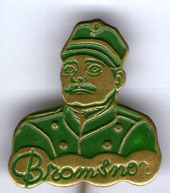 Bromsnor groen op koper TV/strip speldje ( T_002), Verzamelen, Speldjes, Pins en Buttons, Verzenden, Zo goed als nieuw, Figuurtje