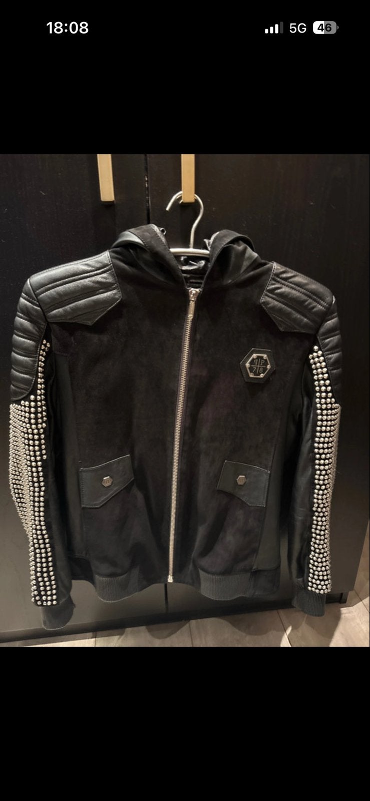 Philipp Plein Leren Jas met Studs - Maat XL, Ophalen of Verzenden, Zo goed als nieuw, Maat 56/58 (XL), Zwart