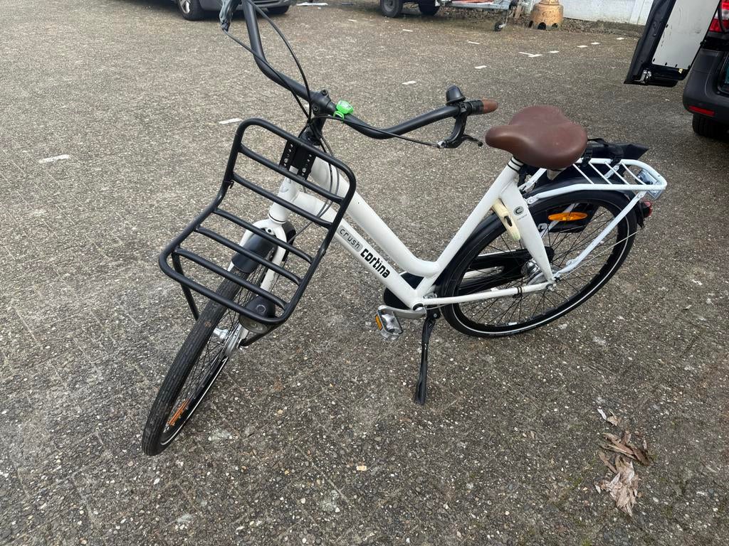 Cortina Crush Damesfiets - Wit met voordrager, Velgrem, 50 tot 53 cm, Ophalen, Overige merken