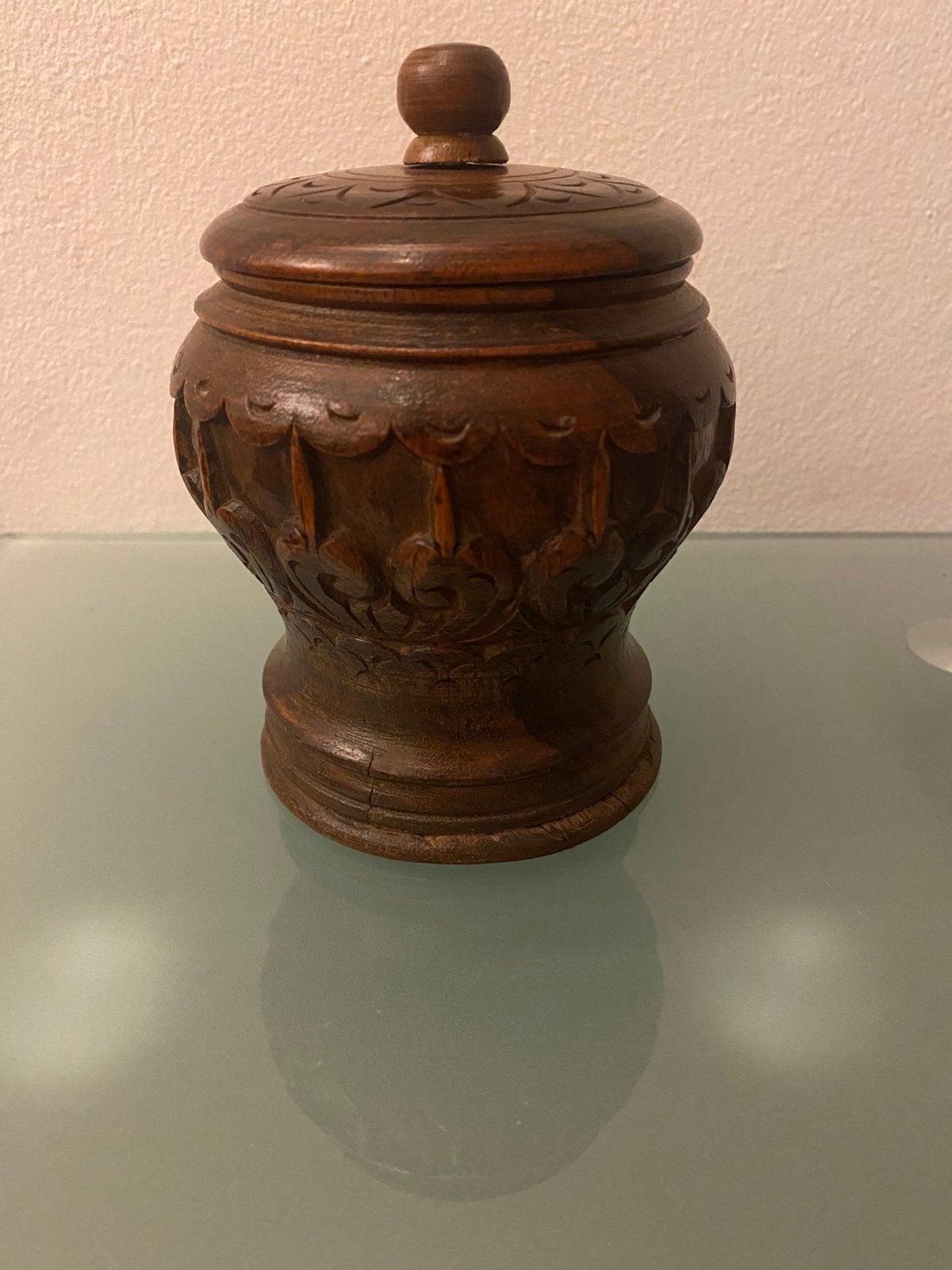 ANTIEKE HOUTEN TABAKSPOT., Ophalen of Verzenden, Gebruikt, Tabaksdoos of Verpakking