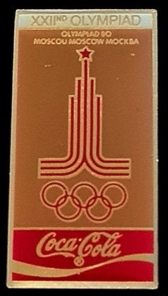 Coca-Cola XXIIe Olympiad Moskou pin- epoxy, Verzamelen, Ophalen of Verzenden, Nieuw, Sport, Speldje of Pin