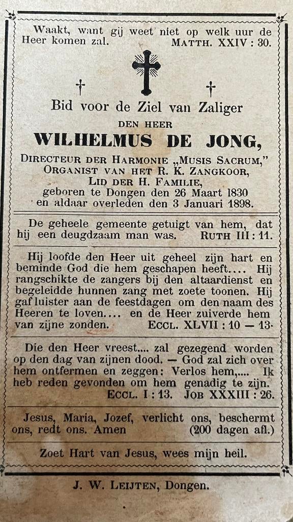 Wilhelmus de Jong 1830 Dongen, Ophalen of Verzenden