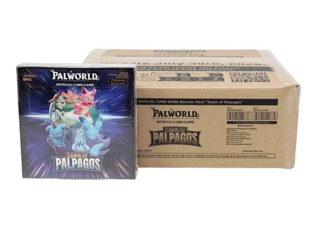 Palworld Dawn of Palpagos 1st Edition Booster Box Case, Hobby en Vrije tijd, Verzamelkaartspellen | Pokémon, Ophalen, Nieuw, Boosterbox