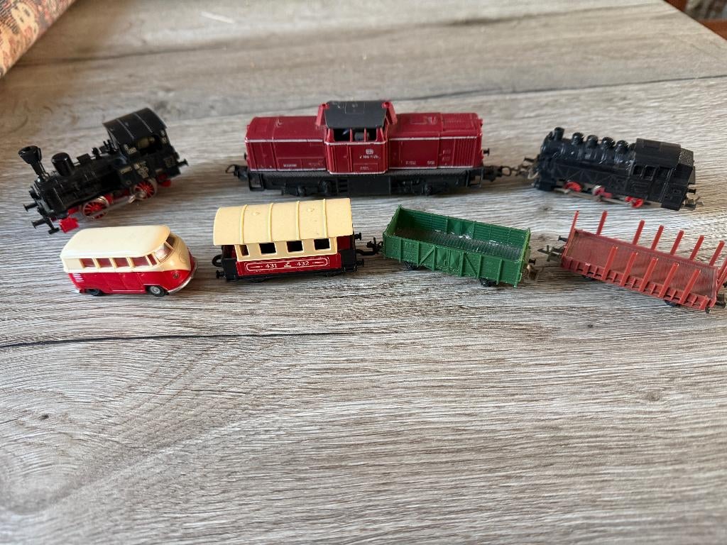 Modeltrein set locomotieven wagons + Faller VW bus, Overige merken, Treinset, Gelijkstroom of Wisselstroom, Ophalen of Verzenden