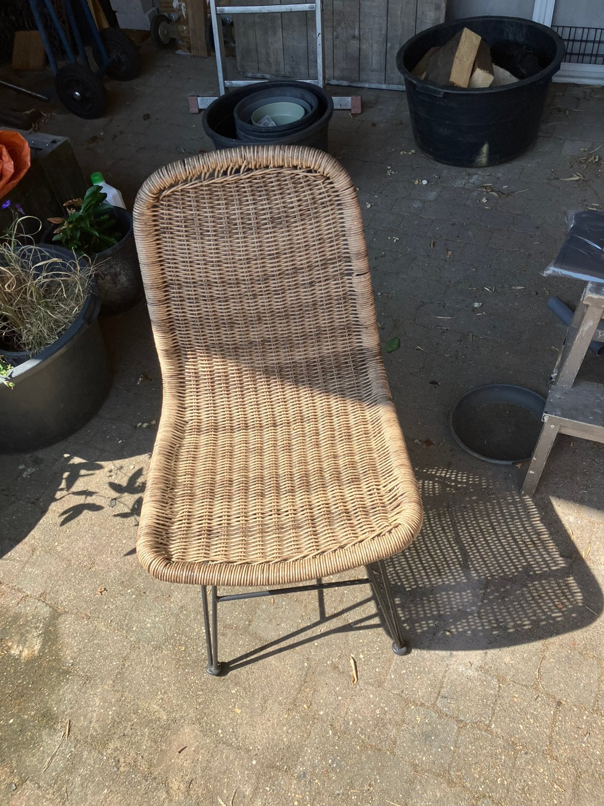 Eetkamer of tuinstoel, metaal met robe, Tuin en Terras, Tuinstoelen, Ophalen, Zo goed als nieuw, Metaal