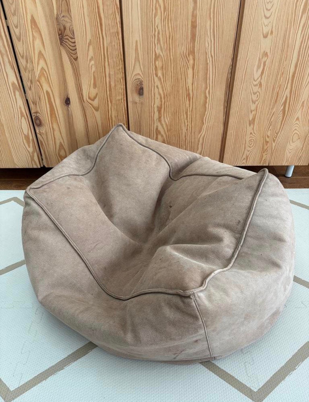 Grote bruine suede leren zitzak, Ophalen, Gebruikt