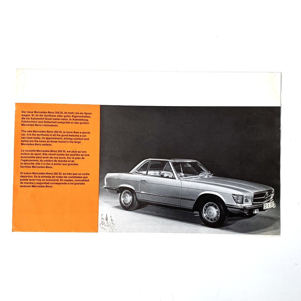 Mercedes-Benz 350 SL (R107) – 1971 introductie brochure, Boeken, Verzenden, Gelezen, Mercedes