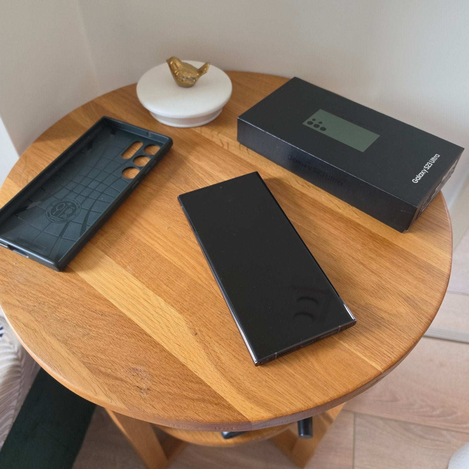 Samsung galaxy s23 ultra met doos en spigen case, Ophalen, Zwart, Zo goed als nieuw, Galaxy S23