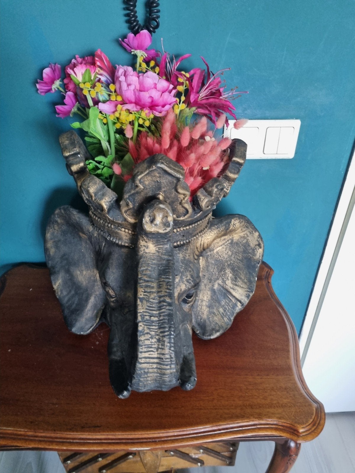 Unieke Olifanten Bloempot met Kroon - Decoratief, Ophalen, Overige materialen, Gebruikt, Overige kleuren