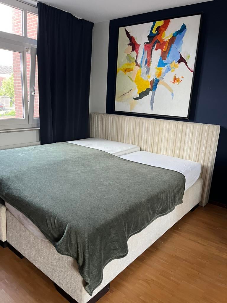 Boxspring beige tinten, Ophalen, Gebruikt, Beige, Tweepersoons