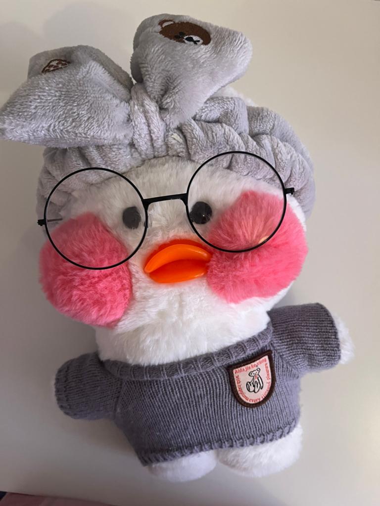 Knuffel paper duck met trui, haarband en bril, Overige merken, Overige karakters, Nieuw, Ophalen of Verzenden
