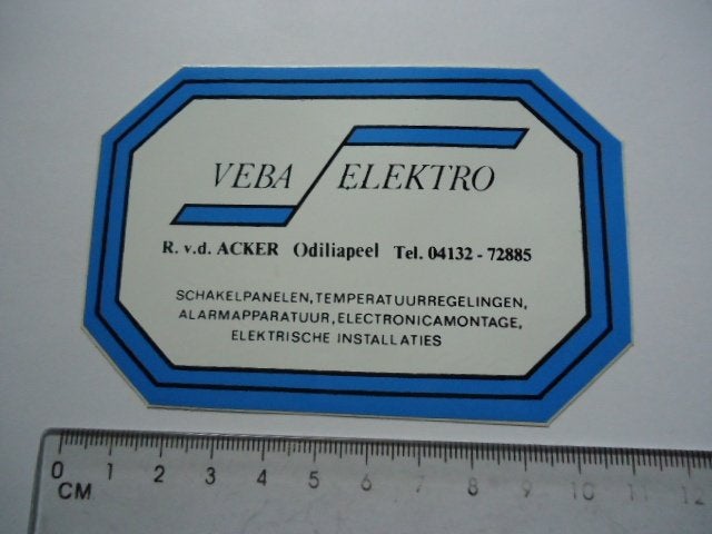 sticker oud Odiliapeel VEBA Elektro r vd Acker Maashorst, Verzenden, Zo goed als nieuw, Bedrijf of Vereniging