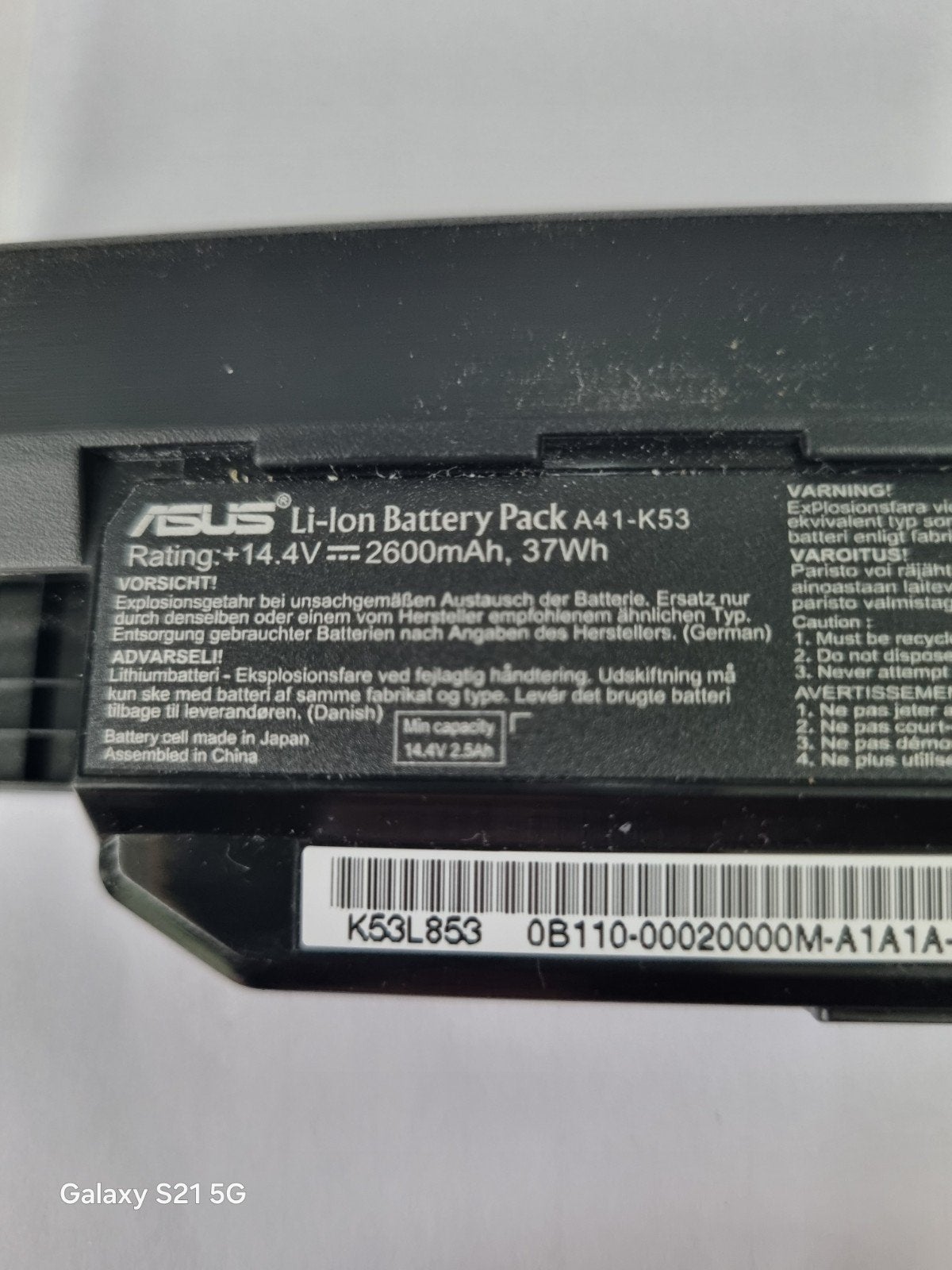 Asus Li-Ion Battery Pack A41-K53, Ophalen of Verzenden, Gebruikt, ASUS