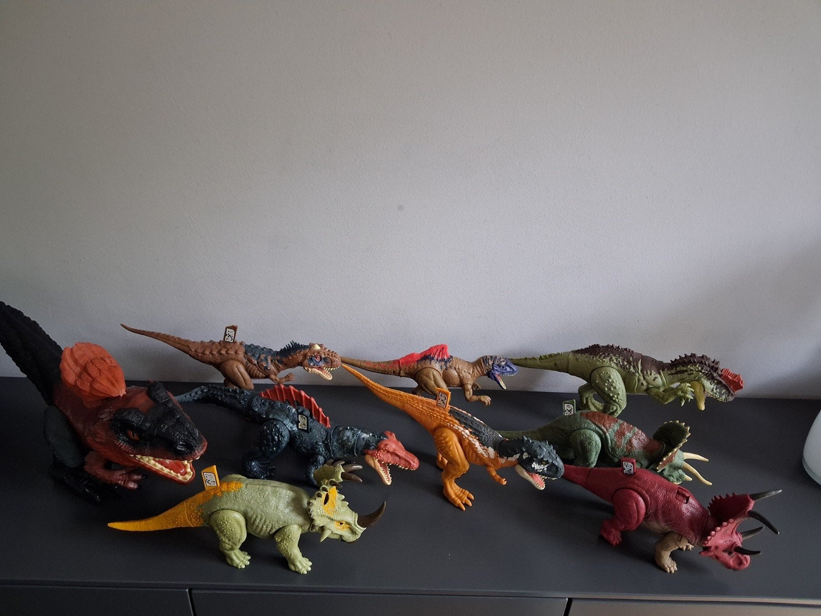 Jurassic World dinosaurus dino's 9x dino met geluiden, Ophalen of Verzenden