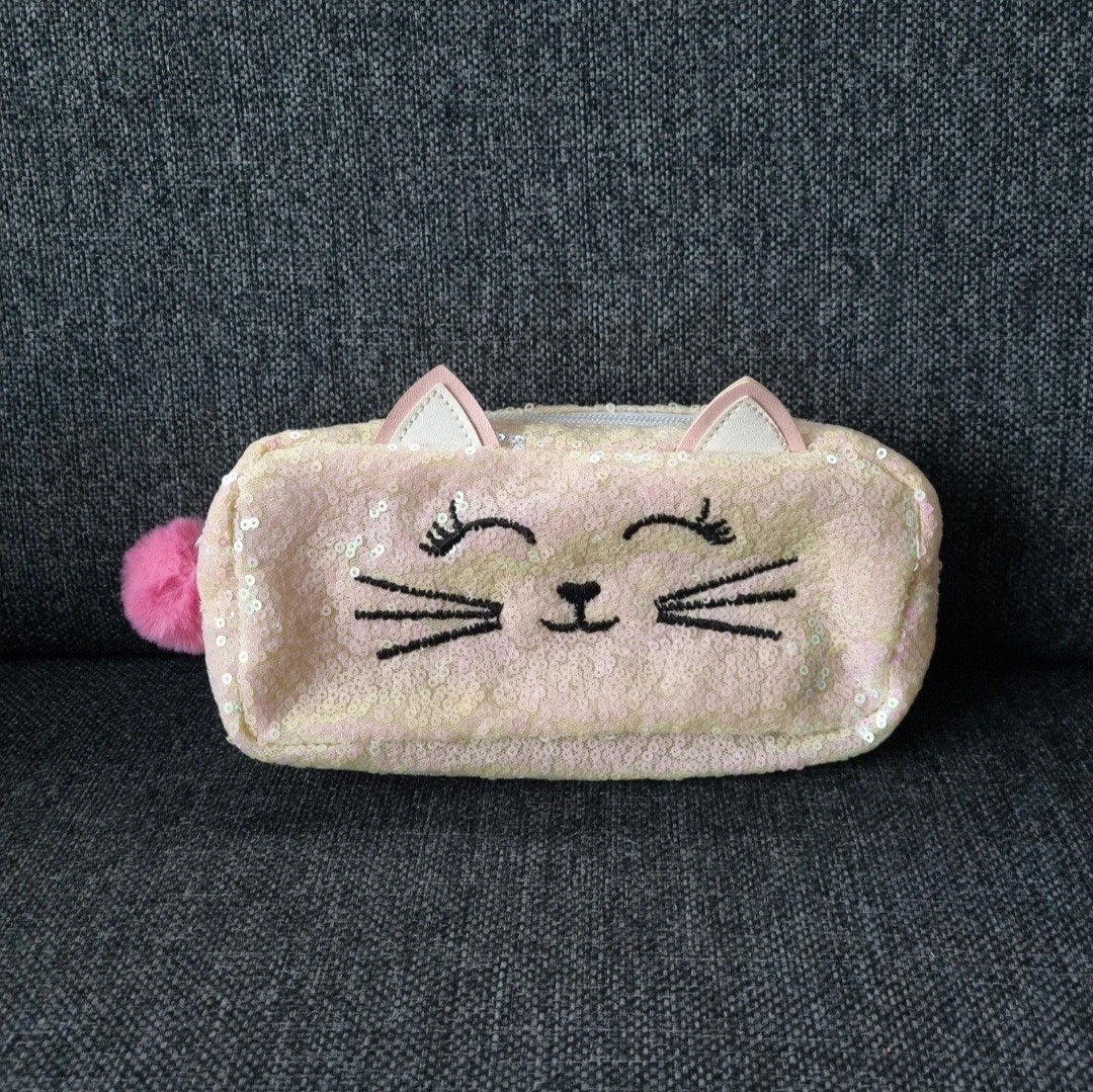 Glitter etui met pailletten kat cat katten etui, Ophalen of Verzenden