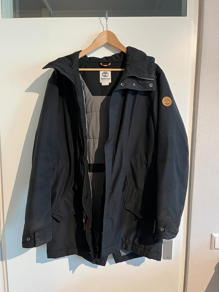 Timberland Zwarte Parka Jas - Maat M, Kleding | Heren, Jassen | Winter, Ophalen of Verzenden, Zo goed als nieuw, Maat 48/50 (M)