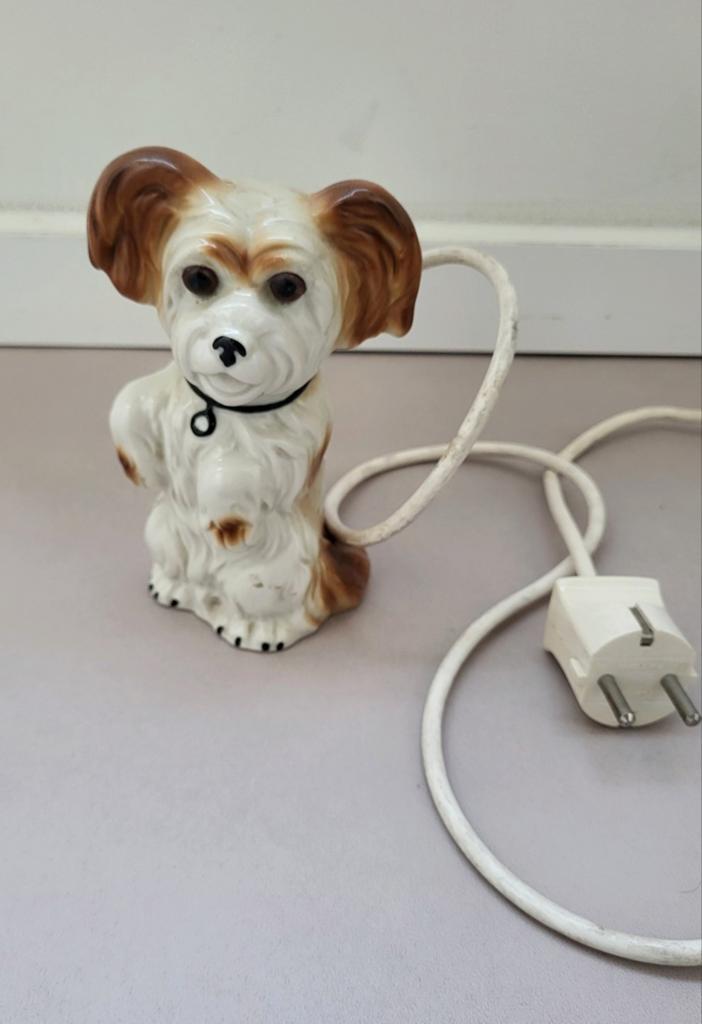 Vintage porseleine honden lampje, Ophalen of Verzenden, Zo goed als nieuw, Dier