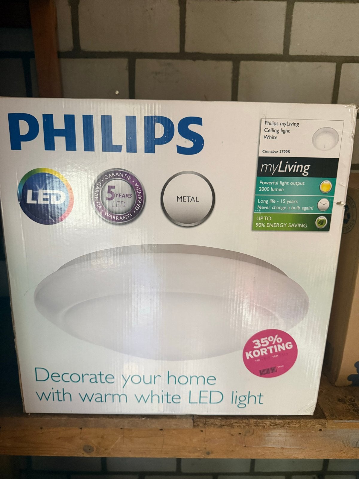 Philips myLiving Cinnabar LED Plafondlamp Wit 2700K, Huis en Inrichting, Lampen | Overige, Metaal, Wit, Philips, Nieuw