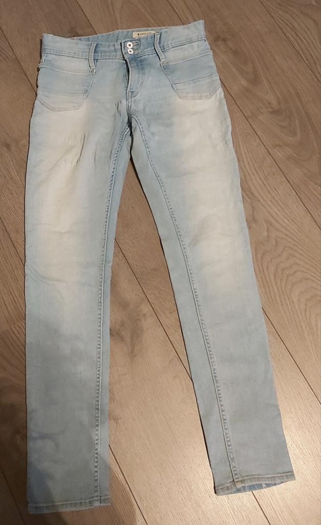 Lichtblauwe spijkerbroek &super sqin slim fit maat 164, Broek, Gebruikt, Jongen of Meisje, Ophalen of Verzenden