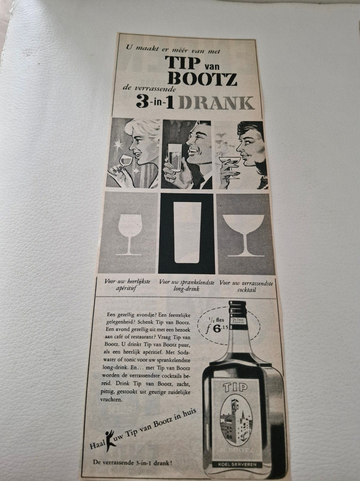 2 Verschillende Advertenties - Tip van Bootz 32x12cm, Ophalen of Verzenden, Gebruikt, Reclamebord