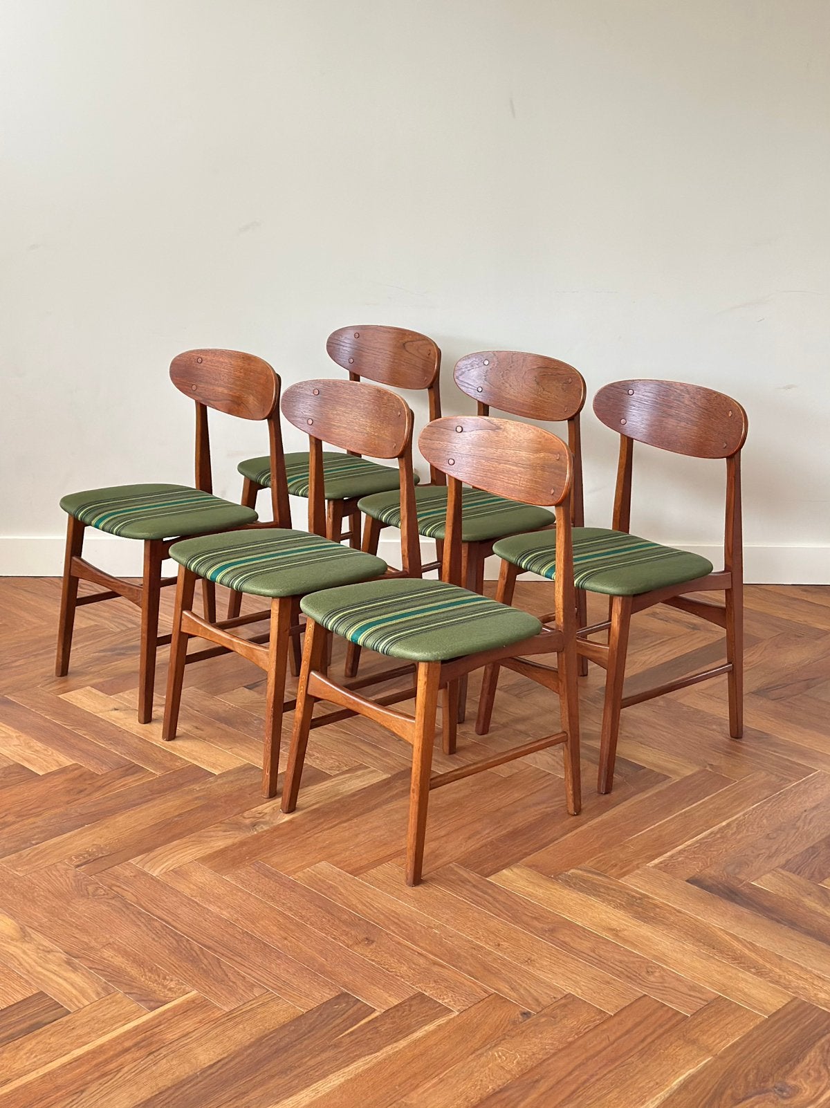 Set 6 vintage stoelen Farstrup Deens design jaren 50/6070, Ophalen, Hout, Gebruikt, Overige kleuren