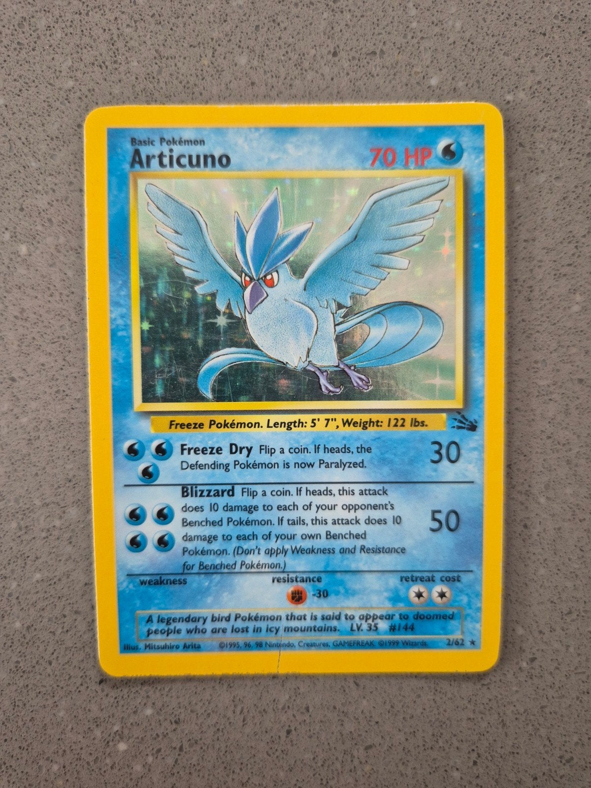 Pokémon Kaart Articuno 2/62 Fossil Set Holo, Hobby en Vrije tijd, Verzamelkaartspellen | Pokémon, Ophalen of Verzenden, Gebruikt