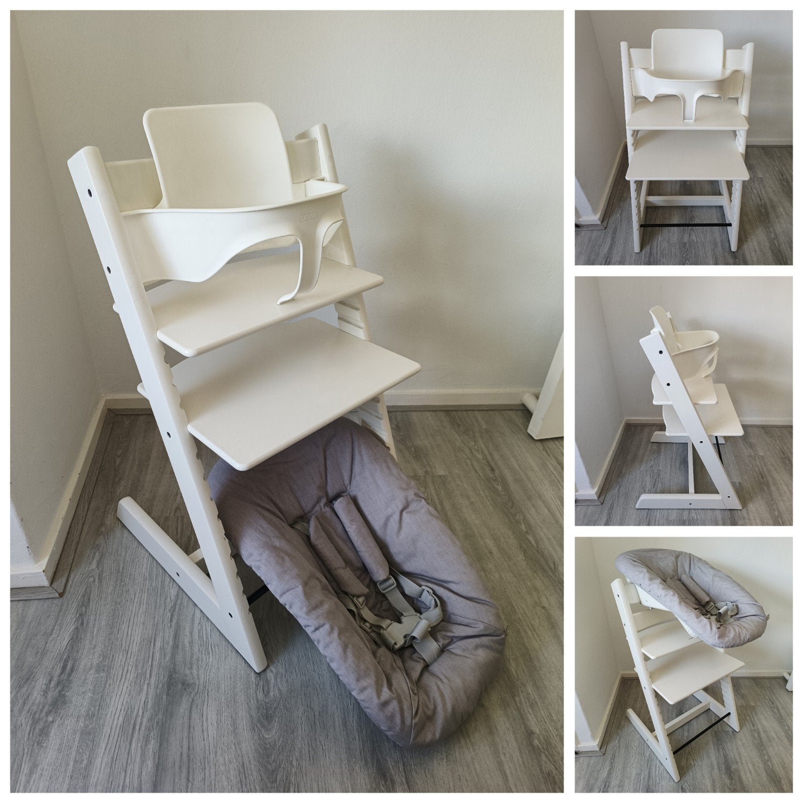 Stokke Tripp Trapp wit+babyset,2 standen newborn evt.tray, Kinderen en Baby's, Kinderstoelen, Meegroeistoel, Ophalen of Verzenden