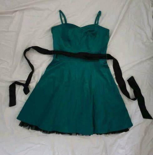 Leuke groen/zwarte STEPS jurk, Ophalen, Knielengte, Steps, Maat 36 (S)