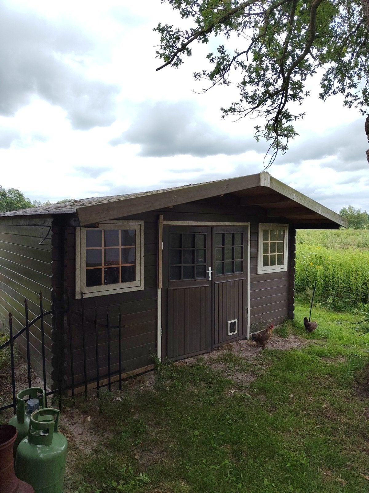 Houten Tuinhuis met Overkapping en Ramen, Tuinhuis, Ophalen of Verzenden, 2 ramen, 500 cm of meer
