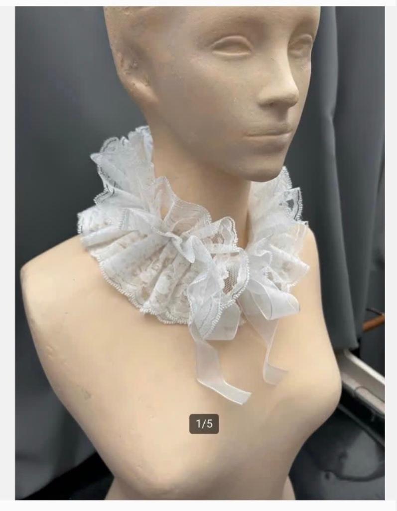 Mooie witte Kraag, kant, strik, past altijd, Ophalen of Verzenden