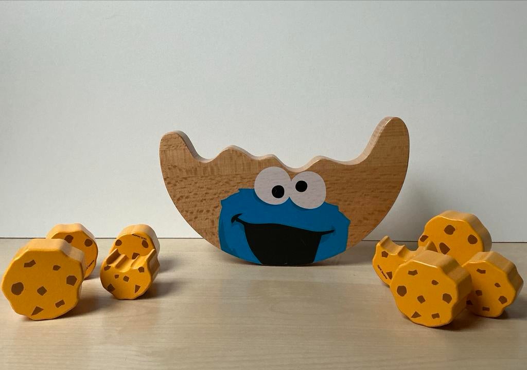 SESAMSTRAAT Koekiemonster balansspel met koekjes, Kinderen en Baby's, Speelgoed | Houten speelgoed, Ophalen of Verzenden, Zo goed als nieuw