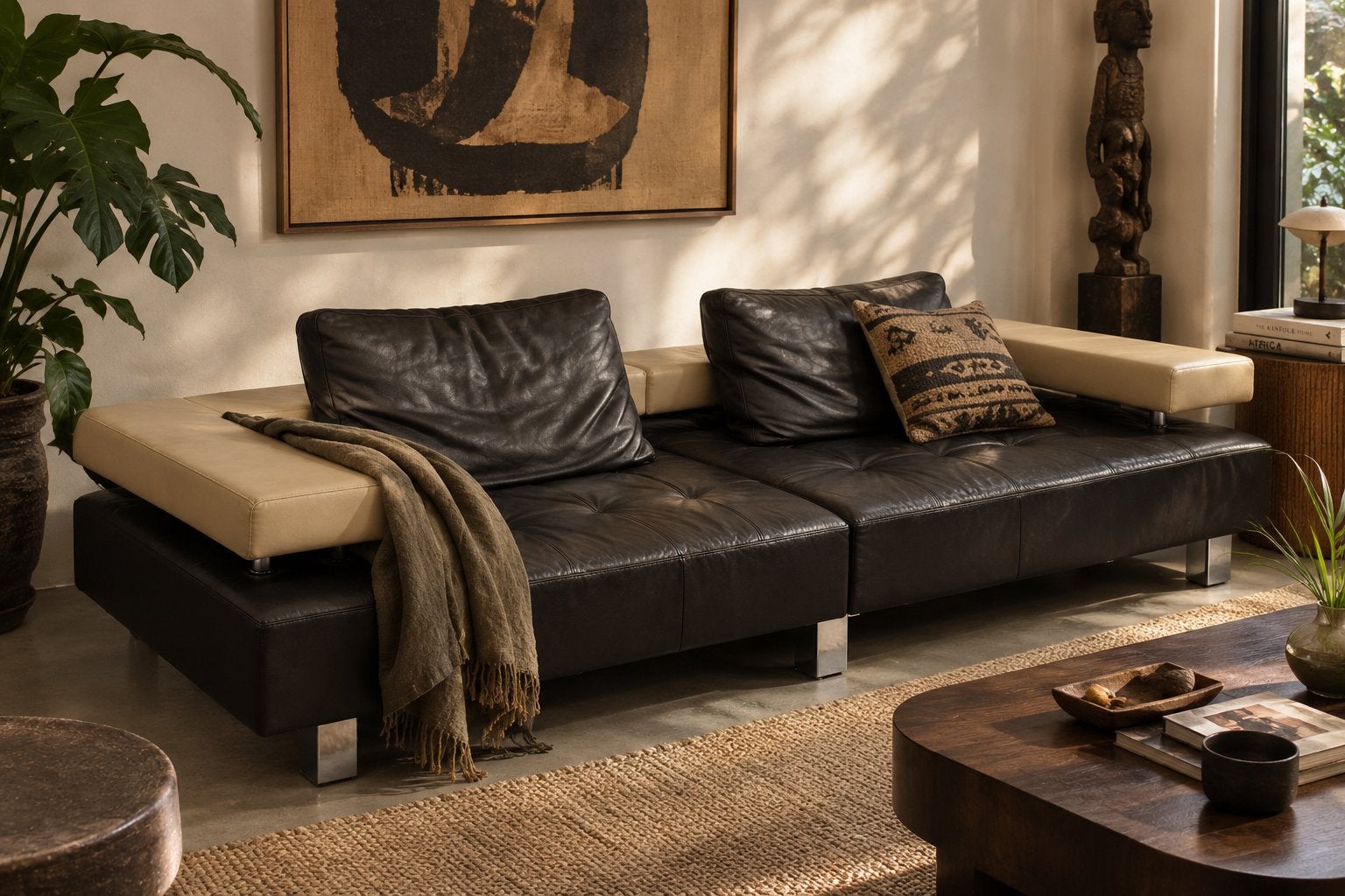 Montel Leather Sofa, Huis en Inrichting, Ophalen, Zo goed als nieuw, Minder dan 150 cm, Leer