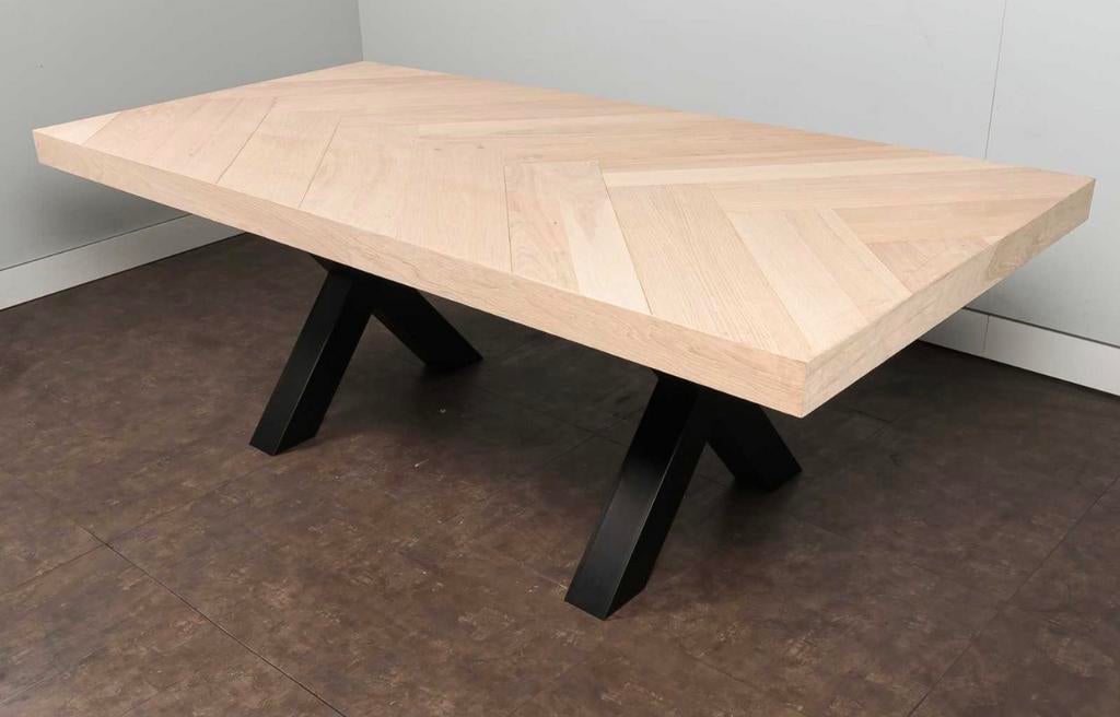 Eiken visgraat eettafel blad 220 x 98 cm, Ophalen, Eikenhout, 50 tot 100 cm, Tafelblad
