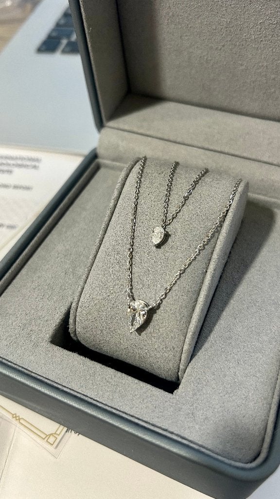 Witgoud halsketting - 1.34ct Pear cut Diamant, Wit, Nieuw, Ophalen of Verzenden, Met edelsteen