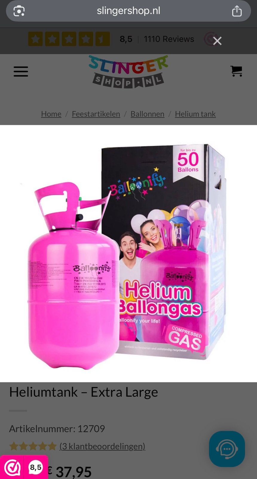 Helium tank xl, Ophalen, Nieuw, Overige