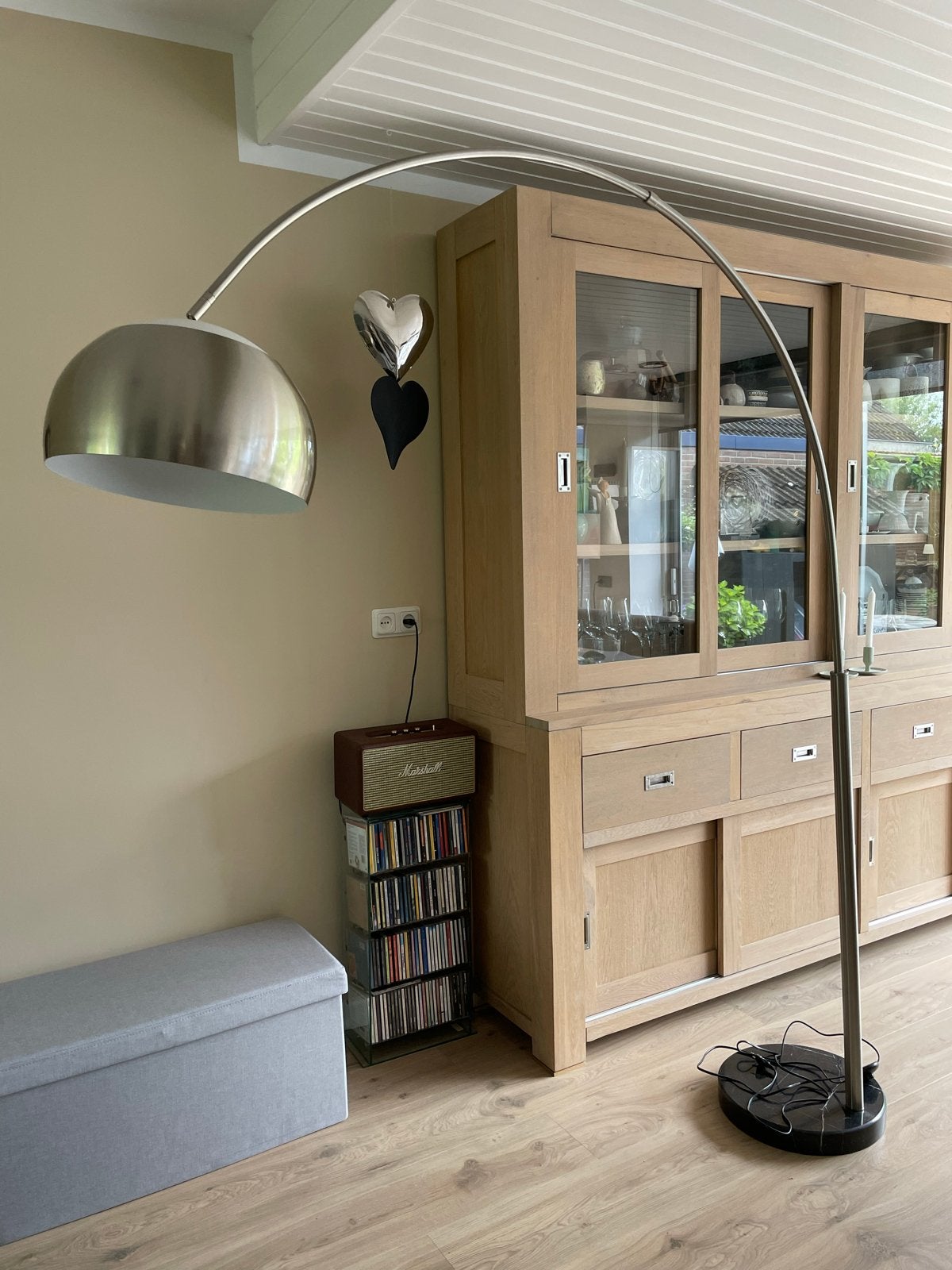 Vandeheg booglamp met marmeren voet, Ophalen, Gebruikt, Metaal, 150 tot 200 cm