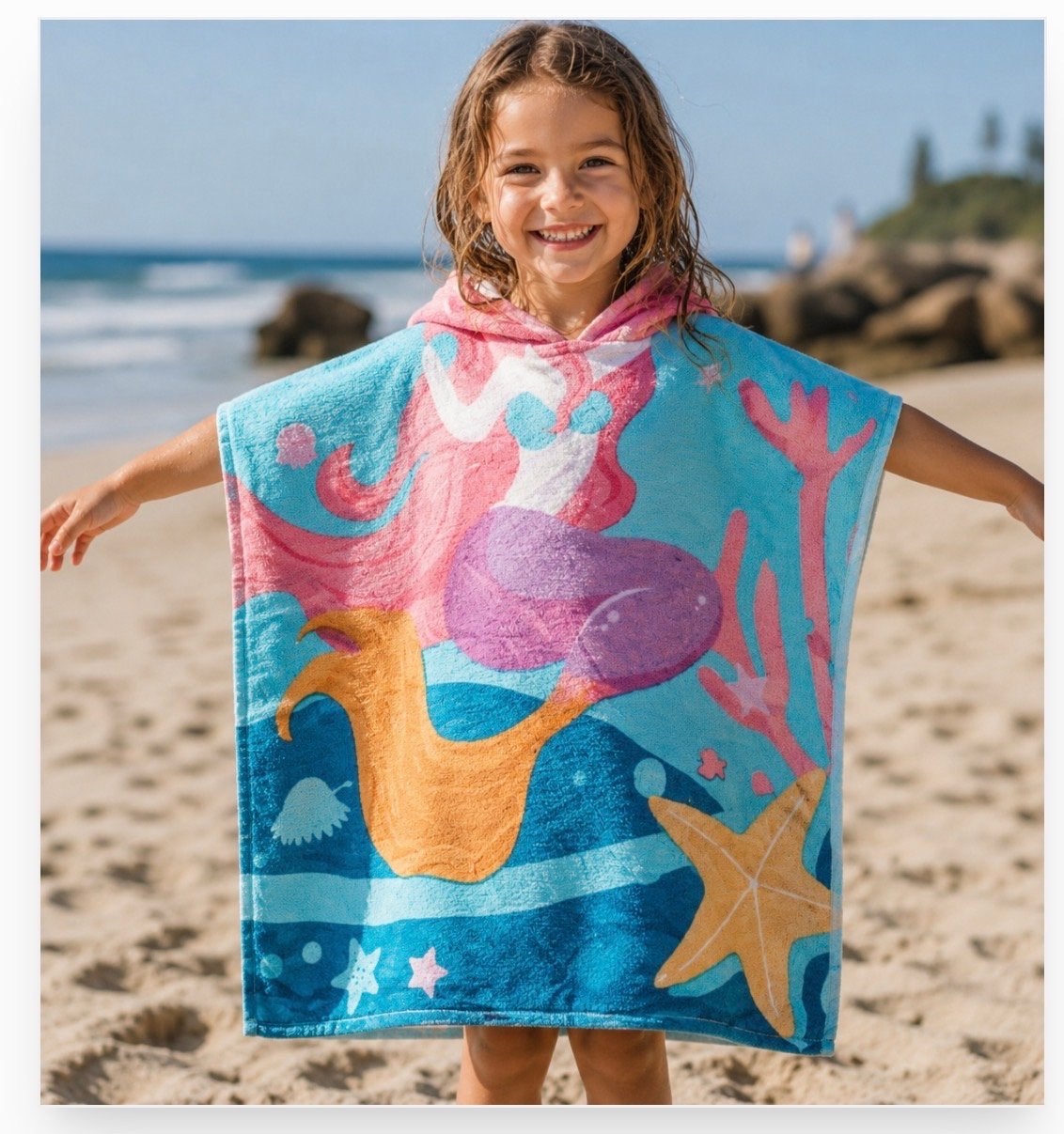 Nieuwe Kinder Poncho Zeemeermin - 60x120cm, Hehandel, Meisje, Nieuw, Ophalen of Verzenden