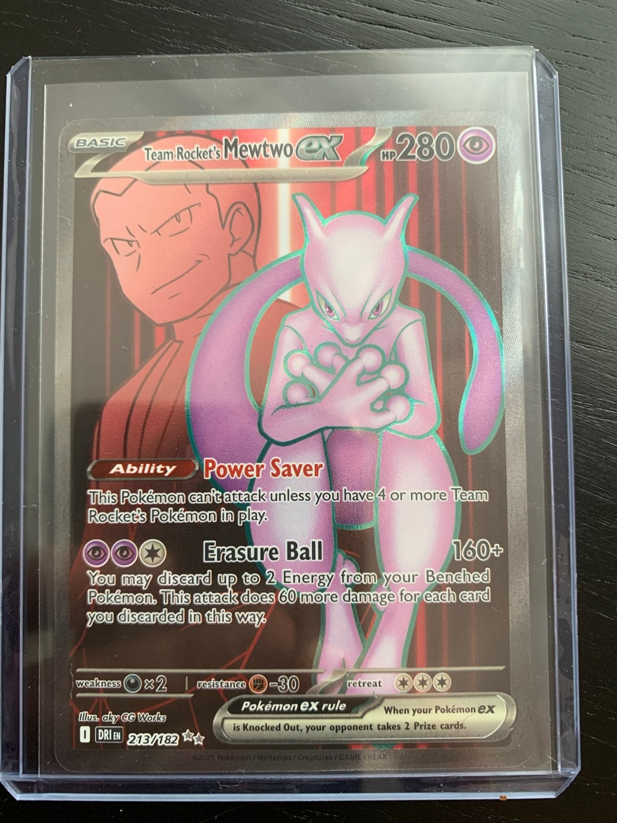 Team Rocket's Mewtwo EX 280 HP Pokémon Kaart, Ophalen, Zo goed als nieuw, Losse kaart, Foil