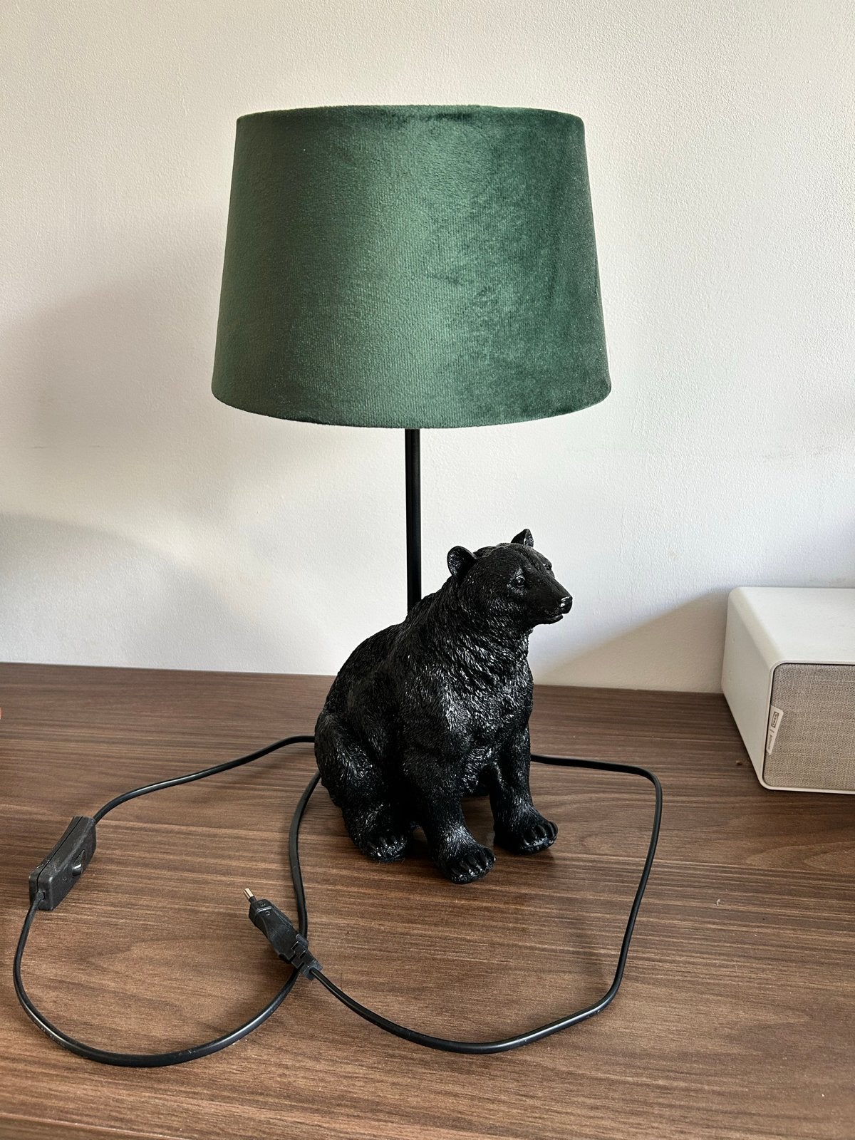 Tafellamp beer + groene velvet velours kap lamp xenos, Meerkleurig, Textiel, Met kap, Modern