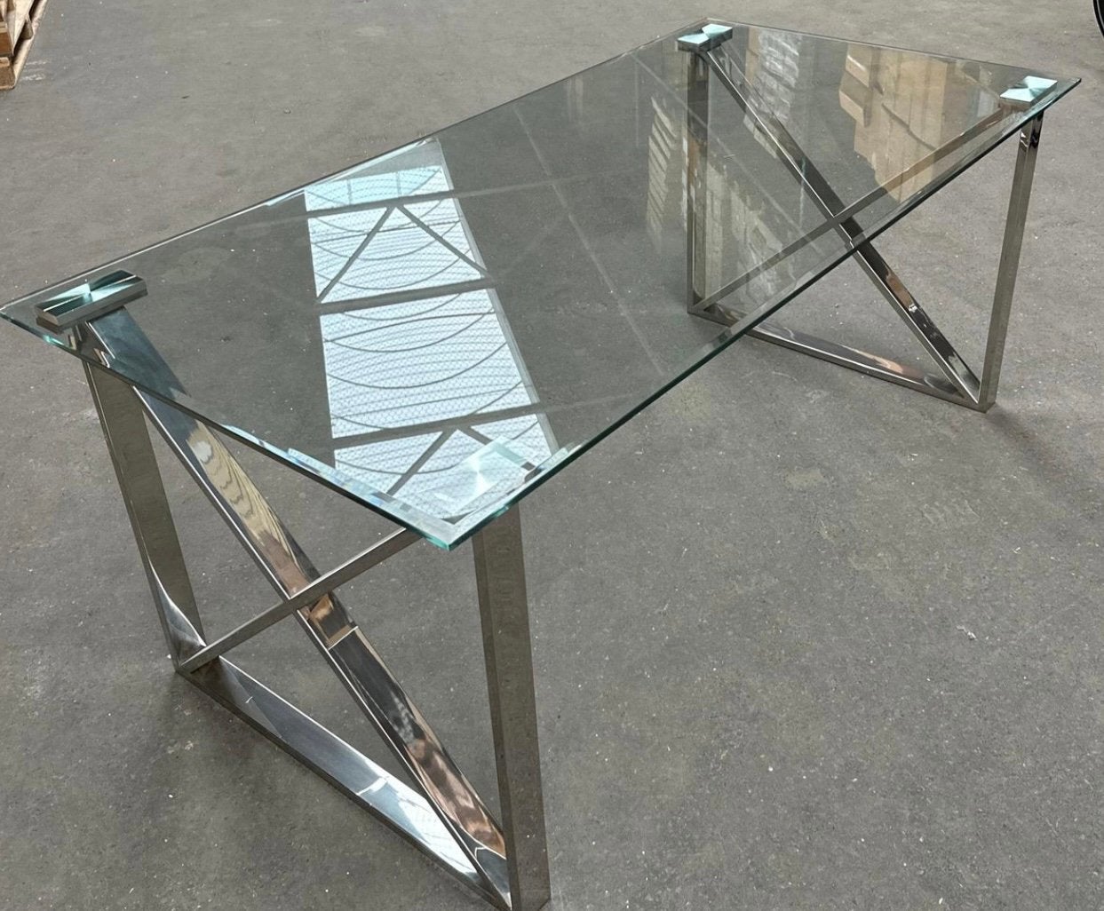 Meubel tafel van metaal/glas, Huis en Inrichting, Ophalen, Nieuw, 50 tot 100 cm, Rechthoekig
