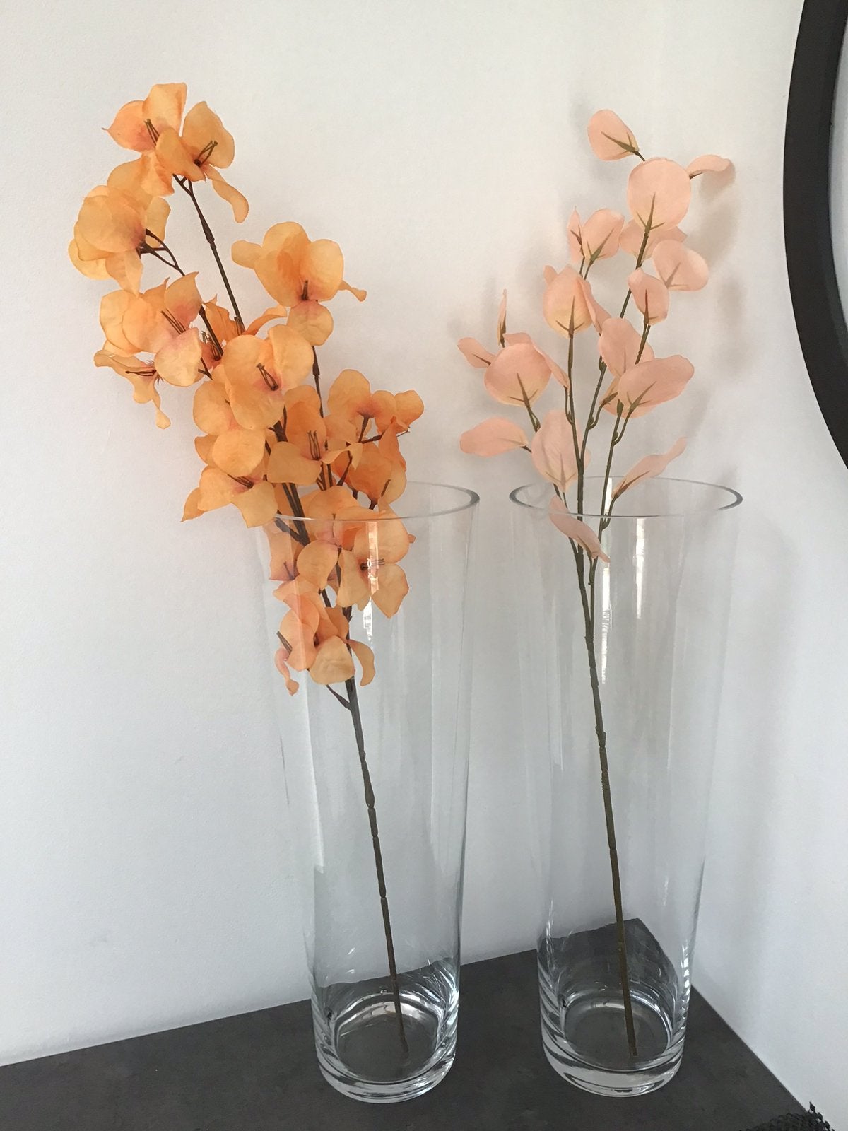 2 glazen vazen 48 cm hoog 17 cm ø handgemaakt, Diversen, Ophalen, Nieuw