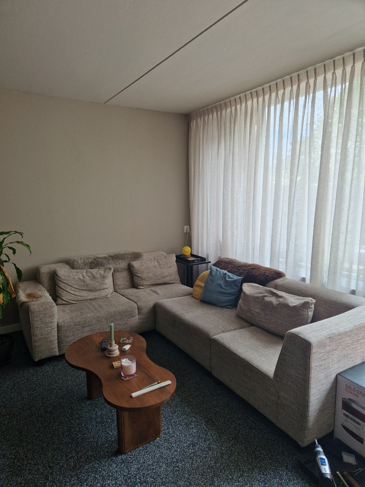 Comfortabele bank in 3 losse delen met kussens, Huis en Inrichting, Banken | Bankstellen, Gebruikt, 100 tot 125 cm, Hoekbank, 300 cm of meer