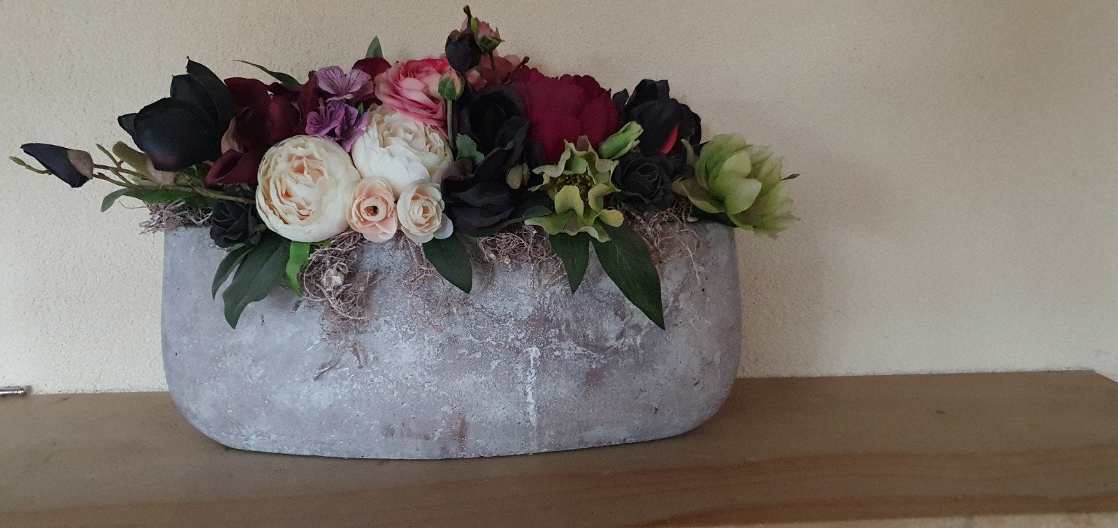 romantisch bloemstuk met warme kleuren, Ophalen, Rechthoekig, Riet