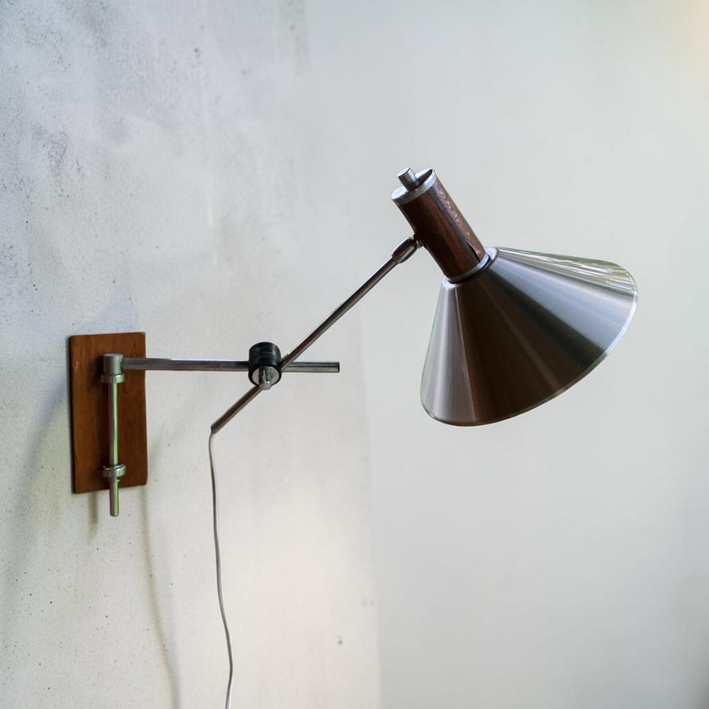 Anvia wandlamp, swing arm, teak, zeer goede originele staat, Ophalen, Huysmans, Mid-Century vintage Dutch Design, Doorwerth