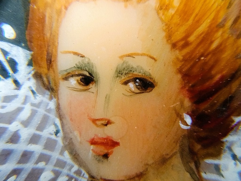 Zilveren broche met een handgeschilderd portret, 800, Gebruikt, Info@zilverwebsite.nl, Verzenden, Minder dan 4 cm